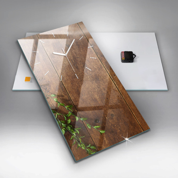 Zegar szklany pionowy Rustykalne drewno