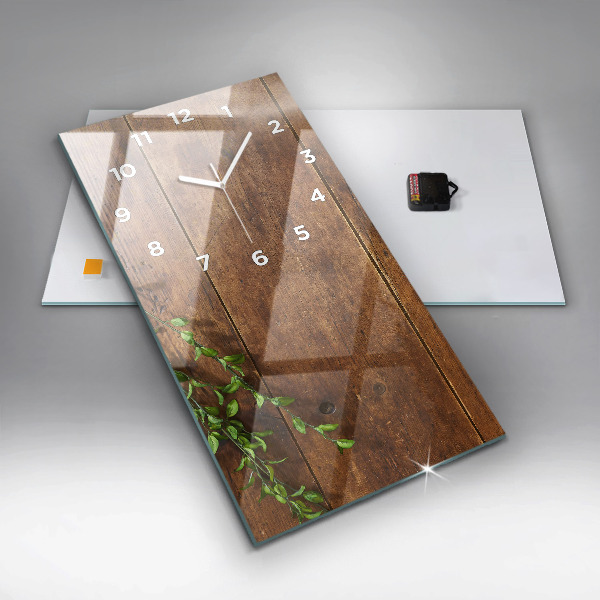 Zegar szklany pionowy Rustykalne drewno