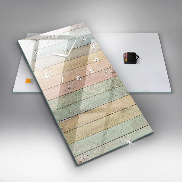 Zegar szklany pionowy Kolorowe deski