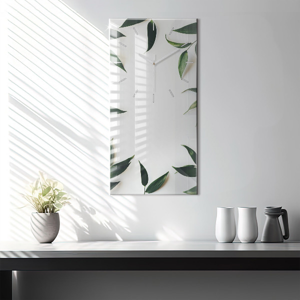 Zegar szklany pionowy Ramka z liści