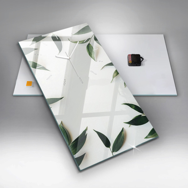 Zegar szklany pionowy Ramka z liści