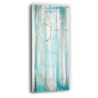 Zegar szklany pionowy Niebieskie deski