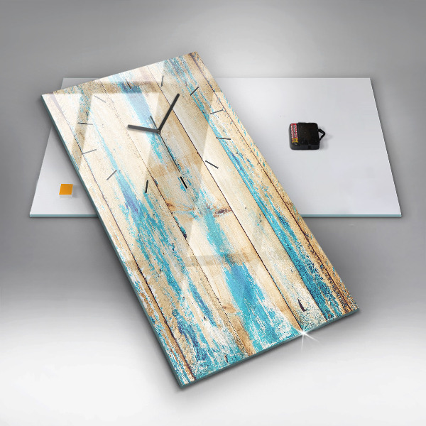 Zegar szklany pionowy Porysowane drewno