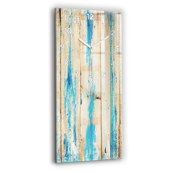 Zegar szklany pionowy Porysowane drewno