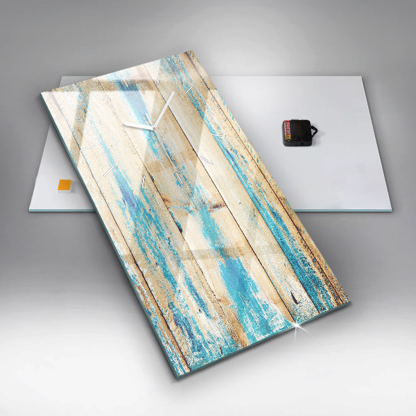 Zegar szklany pionowy Porysowane drewno