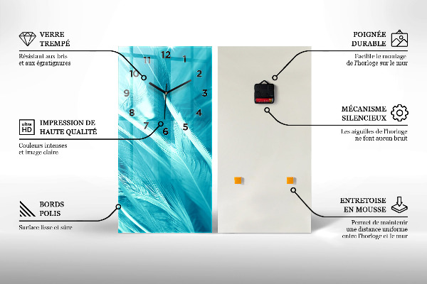 Zegar szklany pionowy Porysowane drewno