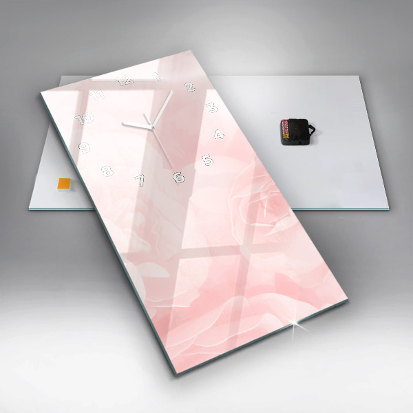 Zegar szklany pionowy Kwitnące róże