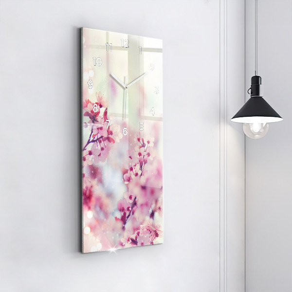 Zegar szklany pionowy Kwiaty wiosna