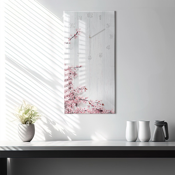 Zegar szklany pionowy Wiosenne kwiaty