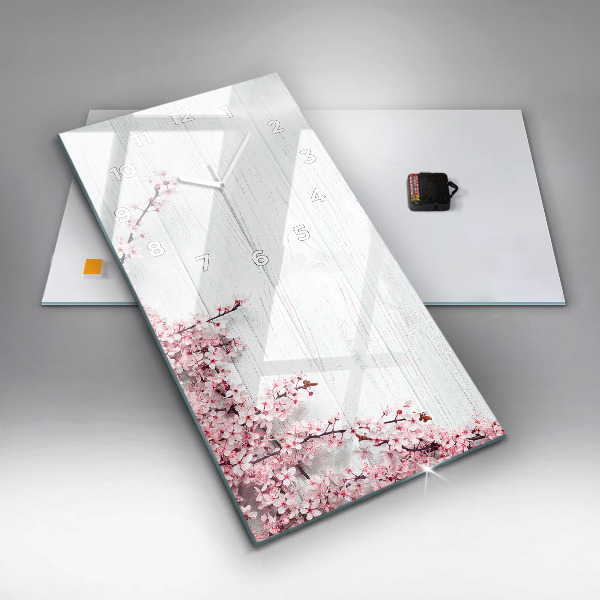 Zegar szklany pionowy Wiosenne kwiaty