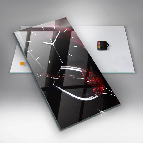 Zegar szklany pionowy Czerwone wino