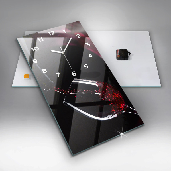 Zegar szklany pionowy Czerwone wino