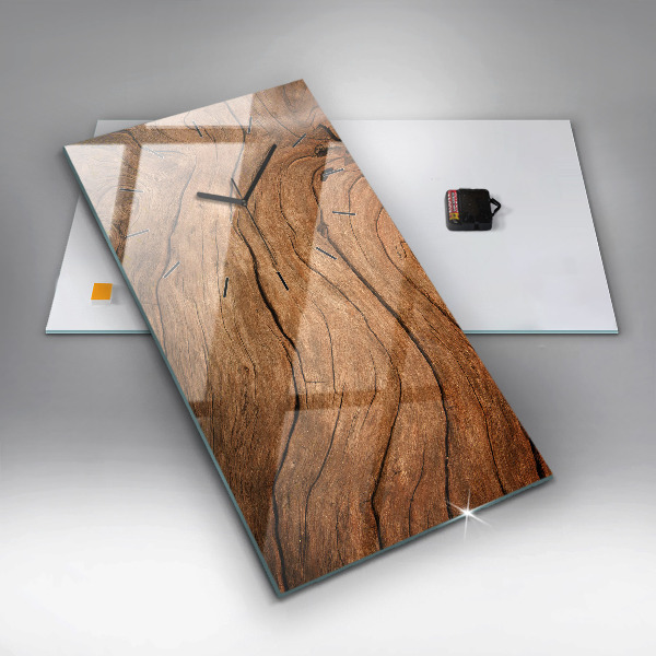 Zegar szklany pionowy Stare drewno