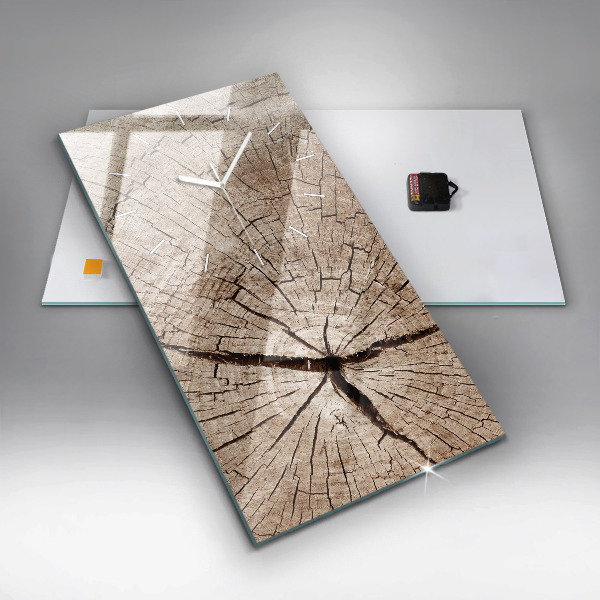 Zegar szklany pionowy Stary pień drewna