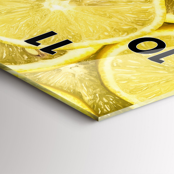 Zegar szklany pionowy Plasterki cytryny