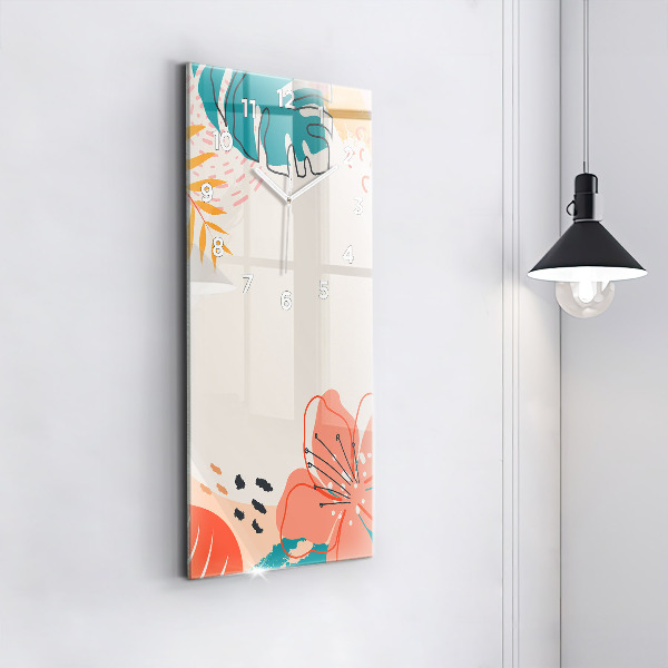 Zegar ścienny pionowy Hawajskie rośliny