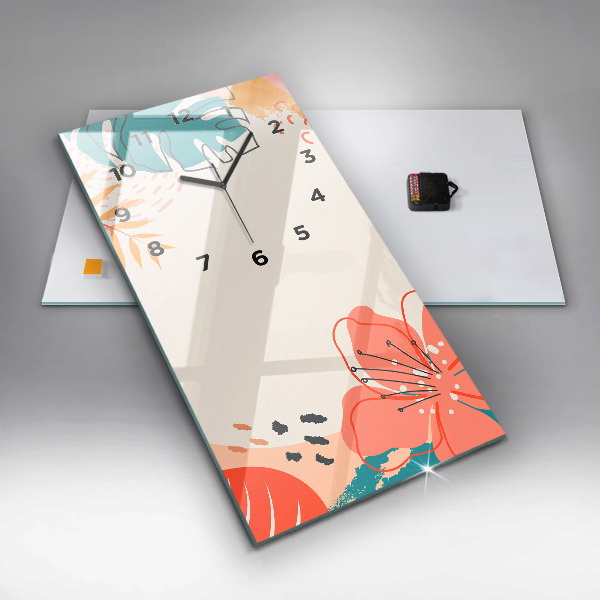 Zegar ścienny pionowy Hawajskie rośliny