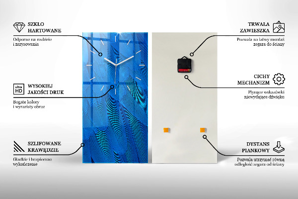Zegar ścienny pionowy Niebieskie linie