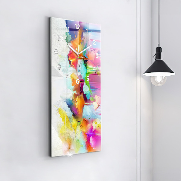 Zegar szklany pionowy Abstrakcyjne kwiaty