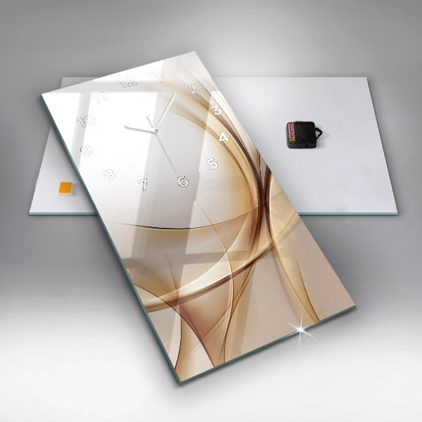 Zegar szklany pionowy Złota abstrakcja