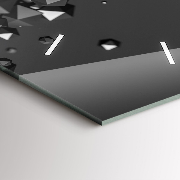 Zegar szklany pionowy Czarna abstrakcja