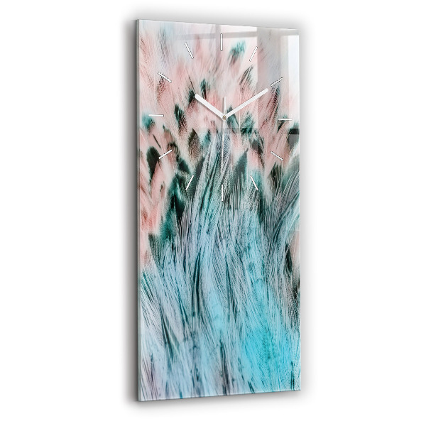 Zegar szklany pionowy Kolorowe pióra