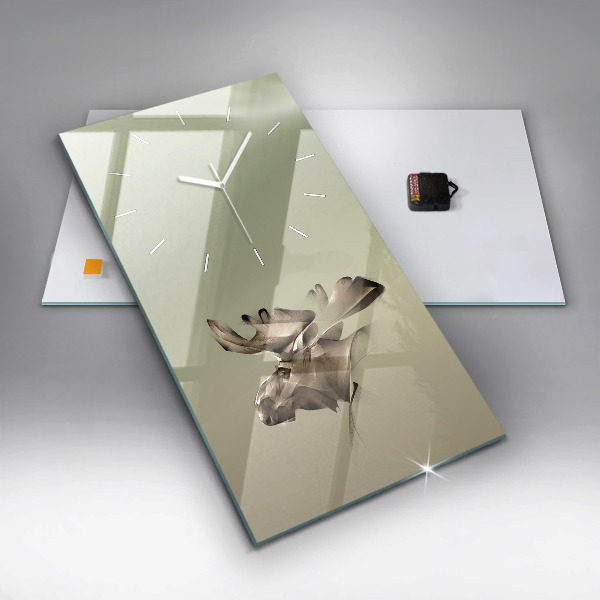 Zegar szklany pionowy Graficzny łoś