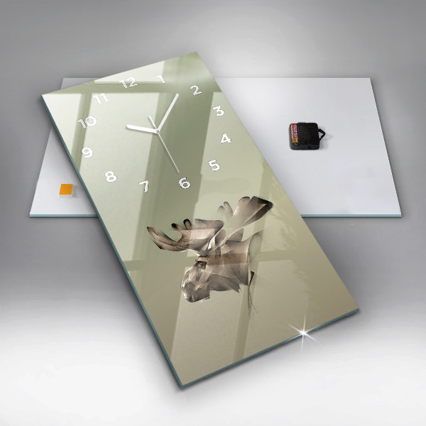 Zegar szklany pionowy Graficzny łoś