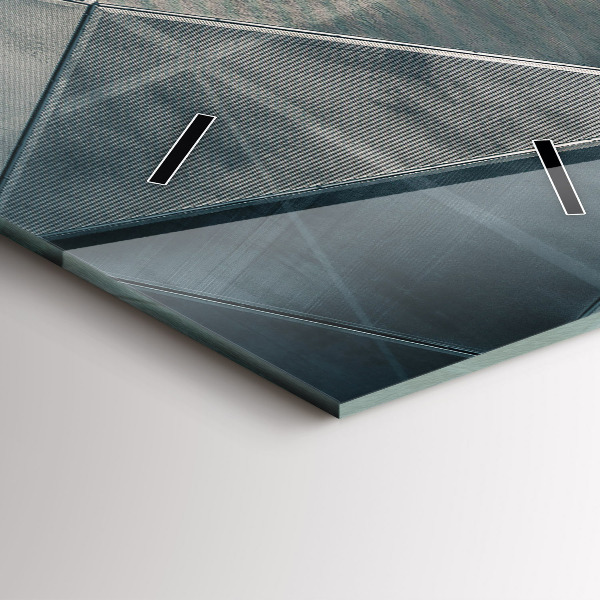 Zegar szklany pionowy Metalowa abstrakcja trójkąty