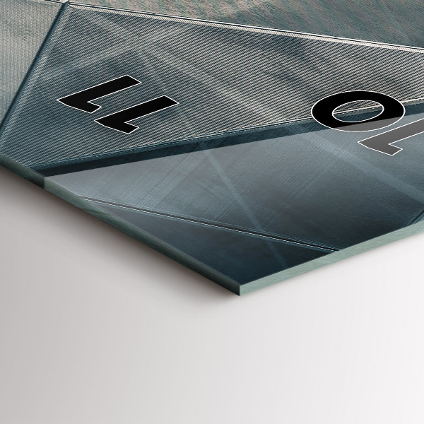 Zegar szklany pionowy Metalowa abstrakcja trójkąty