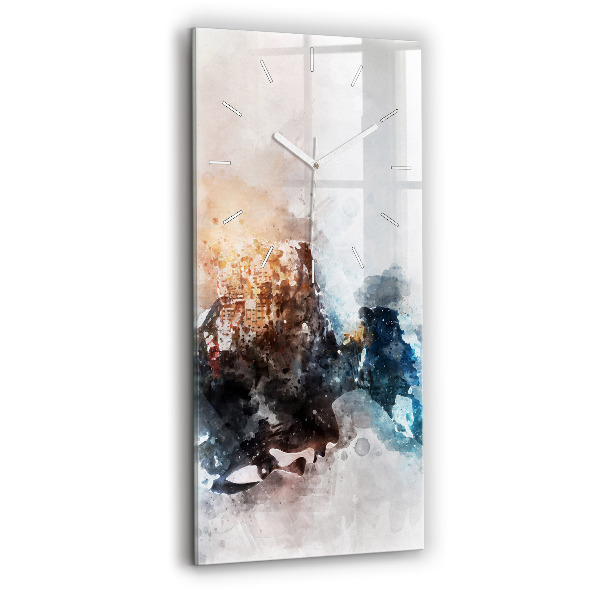 Zegar szklany pionowy Abstrakcyjne twarze