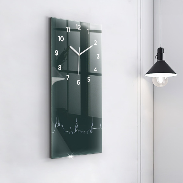 Zegar szklany pionowy Line-art miasta Brno