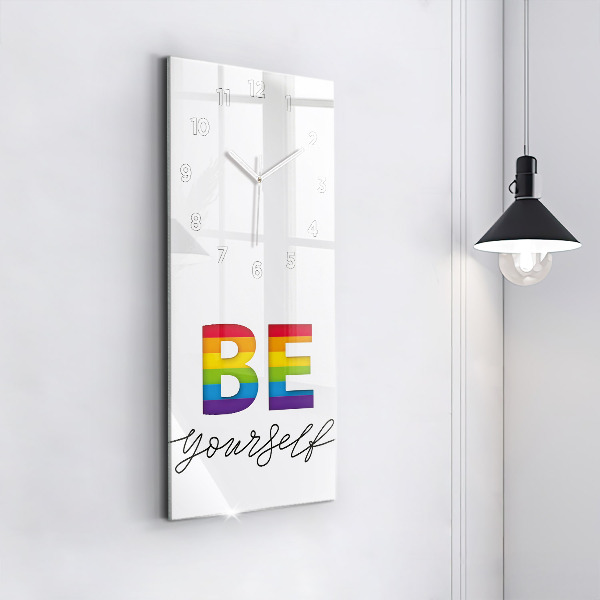 Zegar szklany pionowy Napis Be yourself