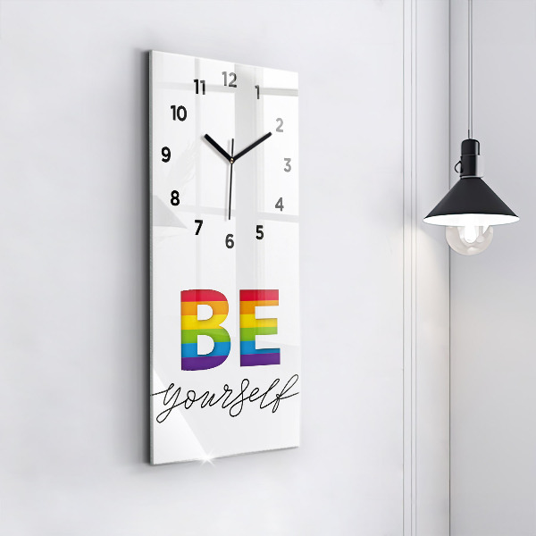 Zegar szklany pionowy Napis Be yourself