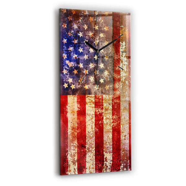 Zegar szklany pionowy Flaga USA w stylu vintage