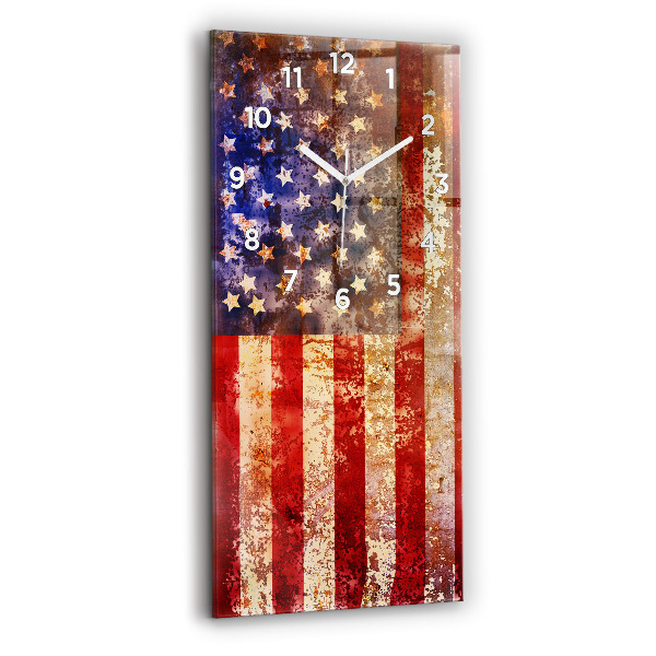 Zegar szklany pionowy Flaga USA w stylu vintage