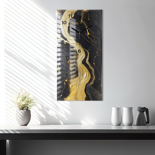 Zegar ścienny pionowy Złoty marmur