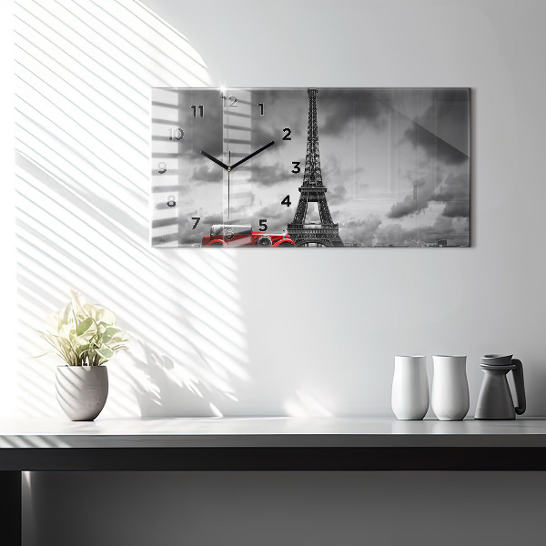 Zegar szklany poziomy Effel Tower Paryż