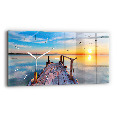 Zegar ścienny poziomy Jezioro pomost