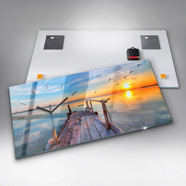 Zegar ścienny poziomy Jezioro pomost