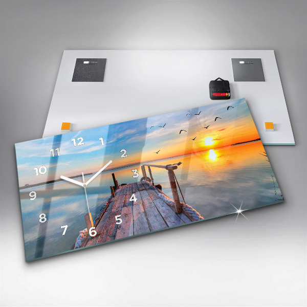 Zegar ścienny poziomy Jezioro pomost
