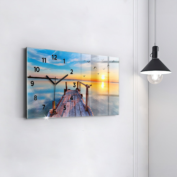 Zegar ścienny poziomy Jezioro pomost