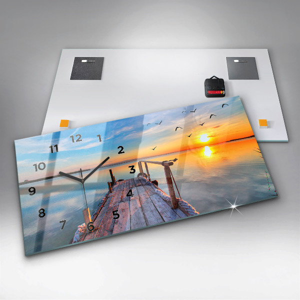 Zegar ścienny poziomy Jezioro pomost