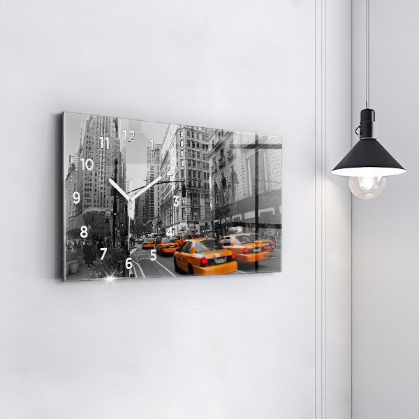 Zegar ścienny poziomy Manhattan i taksówki