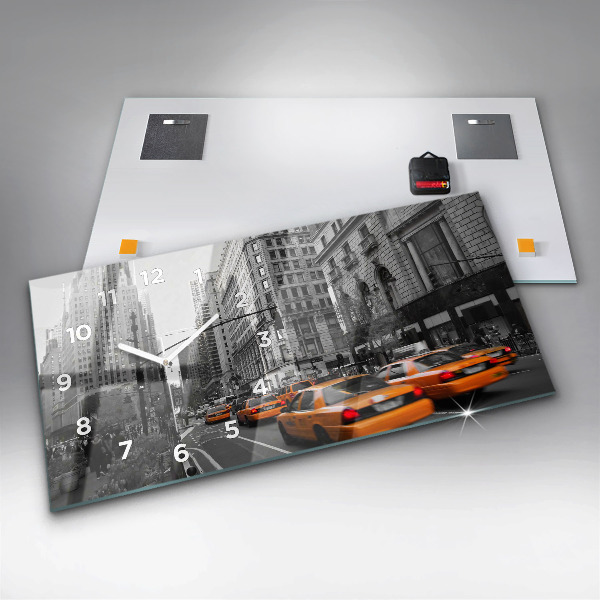 Zegar ścienny poziomy Manhattan i taksówki