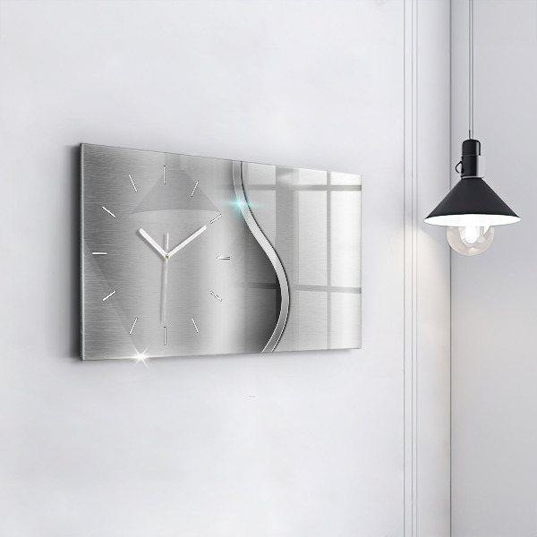 Zegar szklany poziomy Szara abstrakcja metalu