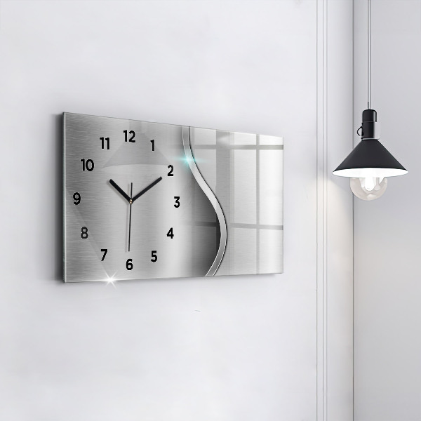 Zegar szklany poziomy Szara abstrakcja metalu
