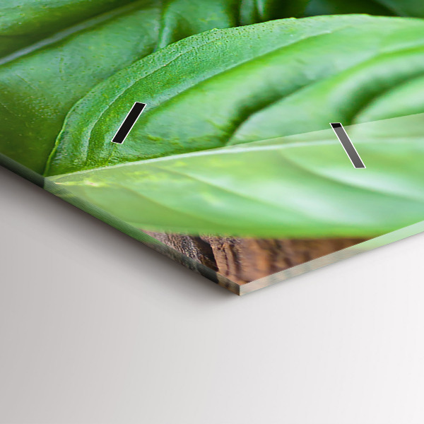 Zegar szklany poziomy Liście bazylii