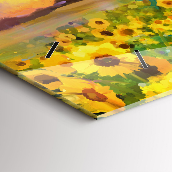 Zegar szklany poziomy Pole Słoneczników