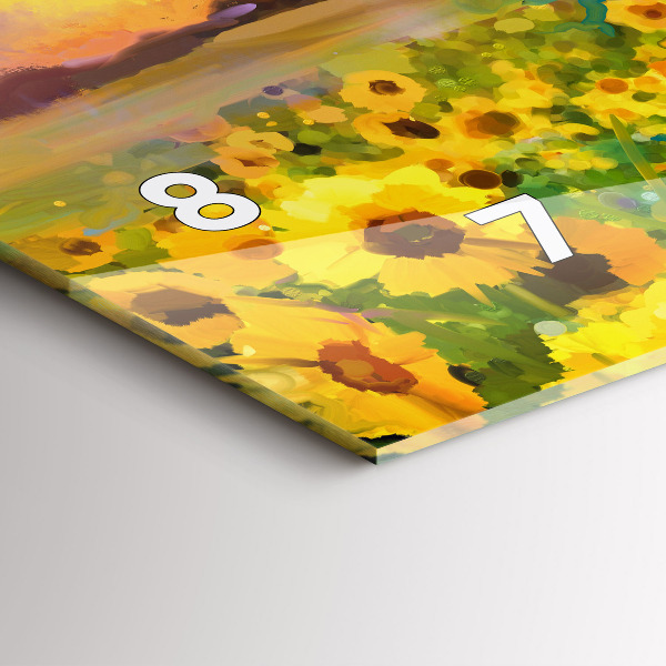 Zegar szklany poziomy Pole Słoneczników